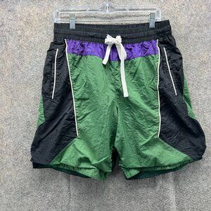 Nike Shorts Men Medium Green Black Purple AJ3673-324 Colorblock Throwback Retro